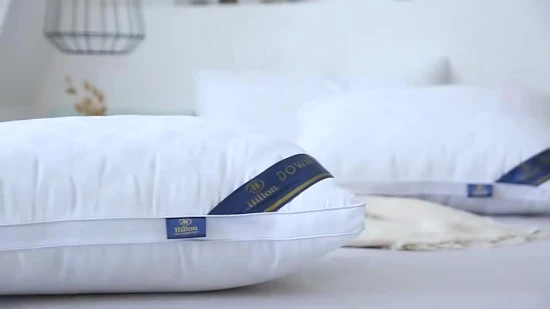 Le modèle adapté aux besoins du client par poids moyen a matelassé vers le bas l'oreiller alternatif de cou d'hôtel de polyester