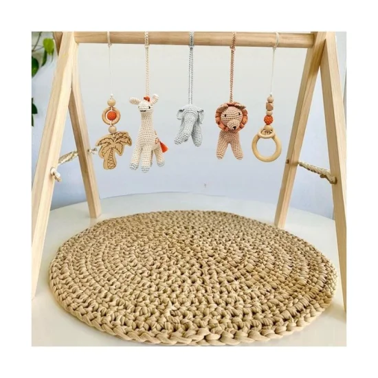 Gros bébé article Yiwu moins cher prix agent d'approvisionnement Crochet tricoté tapis de sol rond coton infantile nouveau-né ventre temps pépinière tapis de jeu